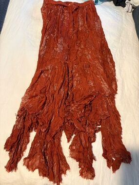 Boho Crinkle Skirt in Rust Red